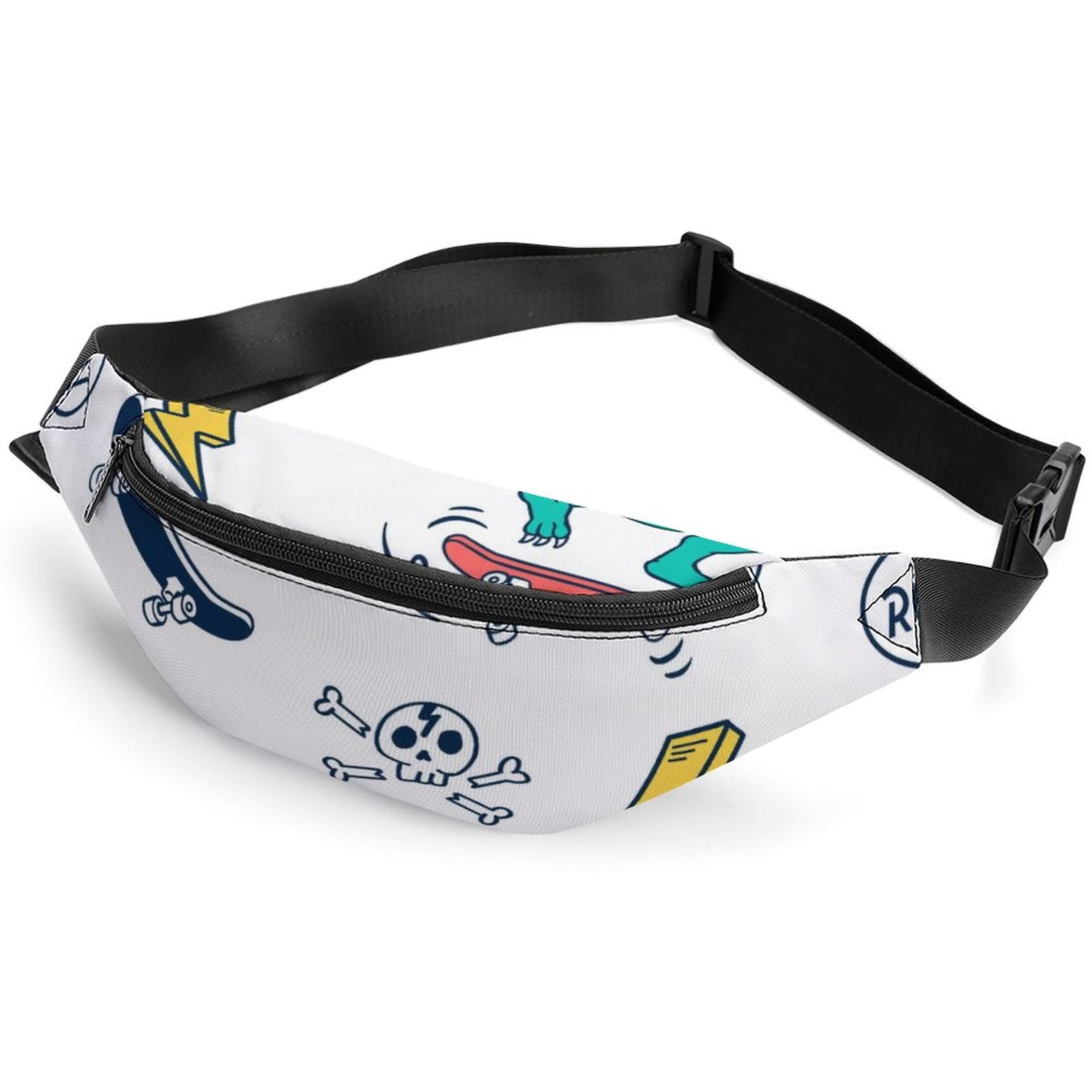 LAKIMCT Dinosaur Skateboard Fanny Pack for Men Women Waterproof Belt
