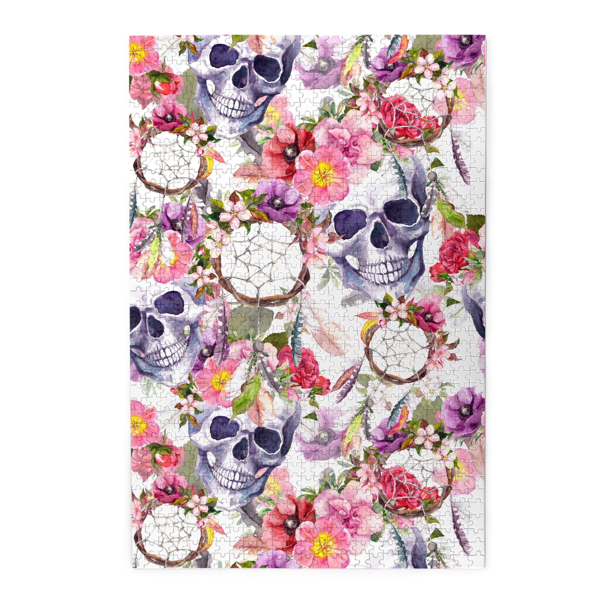 LAKIMCT Dream Catchers Skulls Jigsaw Puzzles 1000 Pieces, Wooden Puzzle Pieces Gift Puzzles for