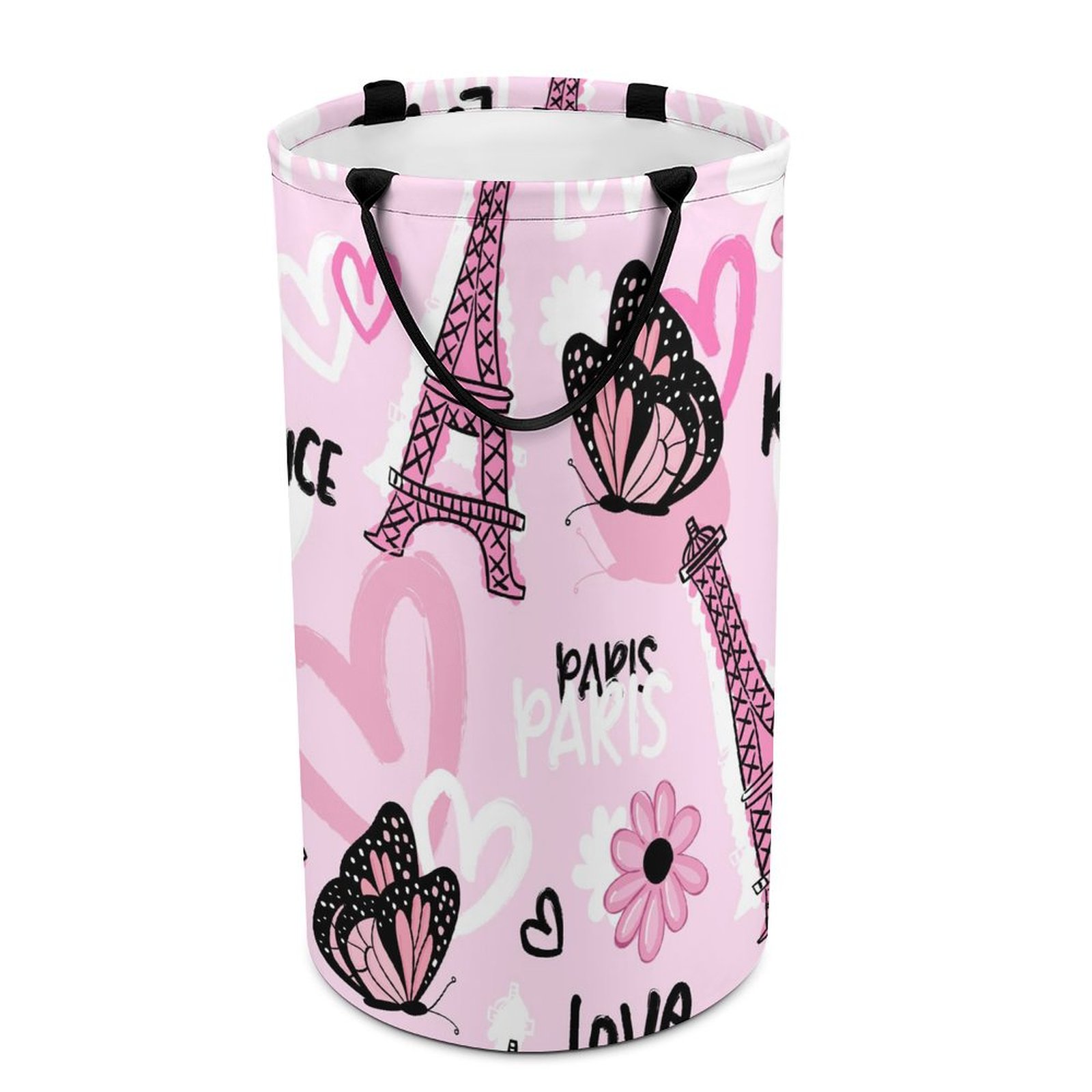 LAKIMCT Eiffel Tower Butterflies Laundry Basket, 86.5L Tall Large