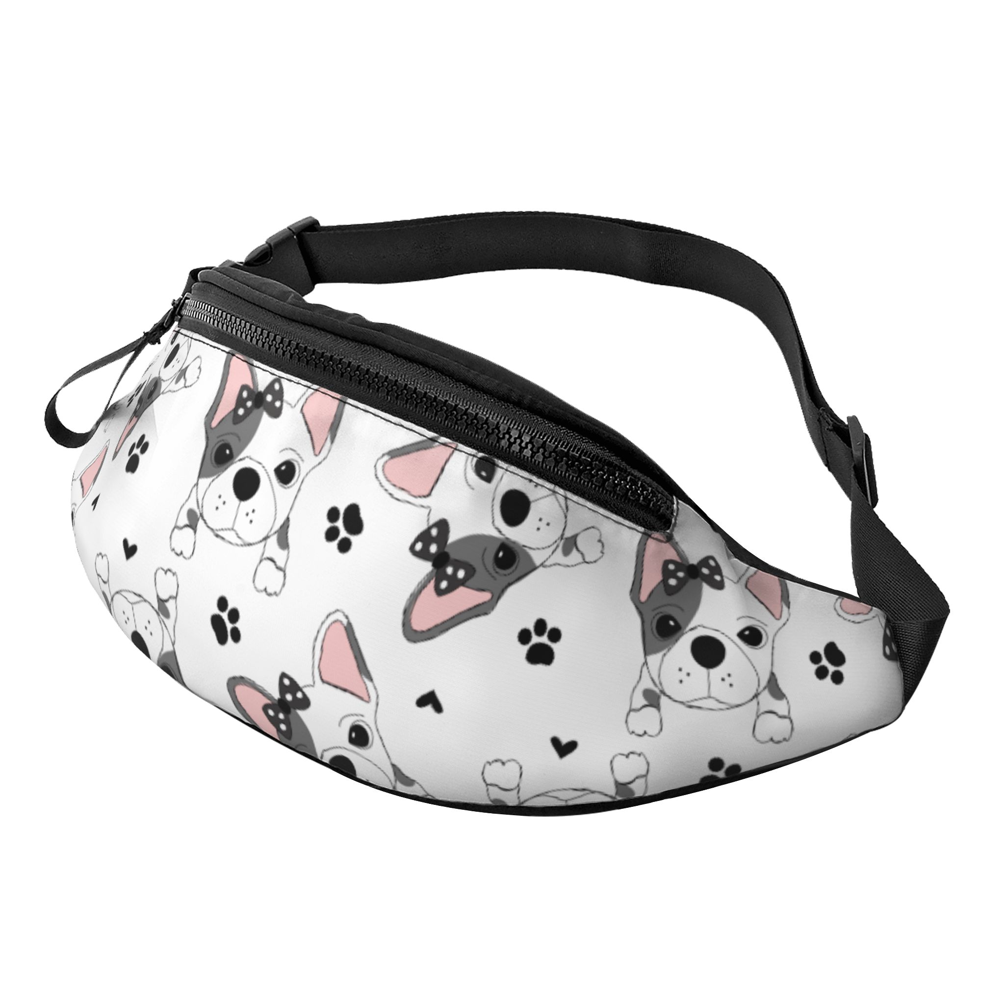 LAKIMCT French Dog Puppy Paw Fanny Pack for Women Men with Headphone