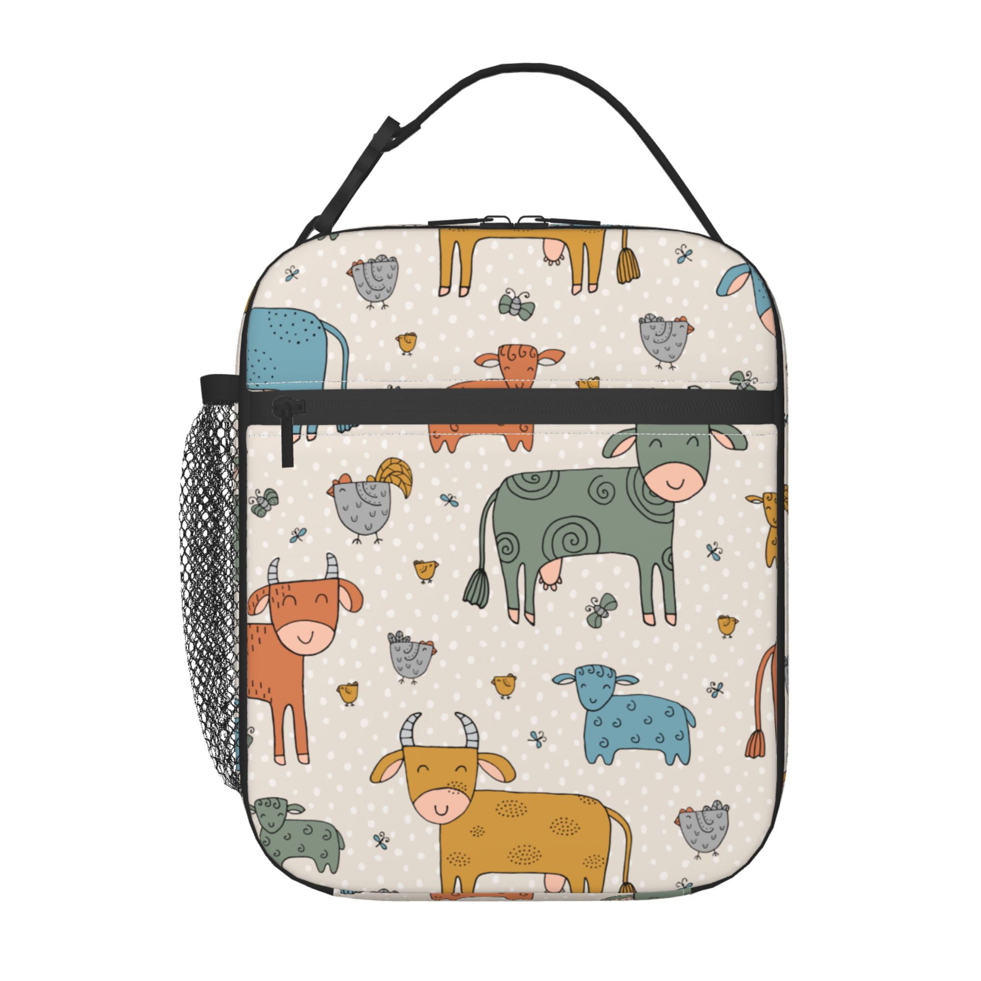 LAKIMCT Funny Cows Sheep Chickens Portable Lunch Bag for Kids Adults ...