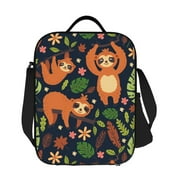 LAKIMCT Funny Sloth On Tree Insulated Lunch Bag for Kids Adult with Side Mesh Pocket, Boys Girls Lunch Tote Portable Lunch Box for Work Travel School