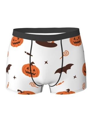 SALE - Mens Halloween Fun Boxer Briefs Underwear, Pumpkins, Witches, B