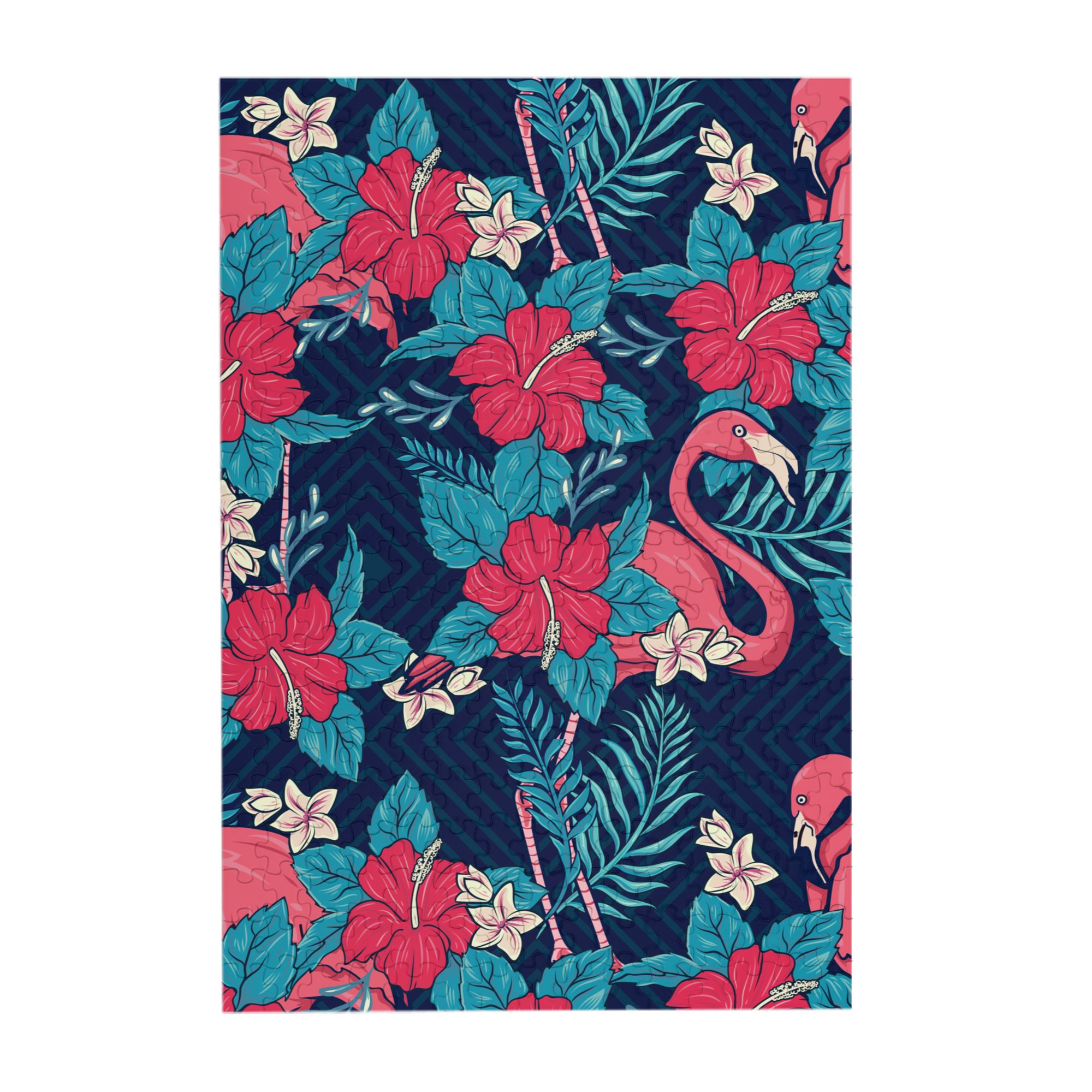 LAKIMCT Hawaiian Floral Flamingos Jigsaw Puzzles 300 Pieces, Wooden