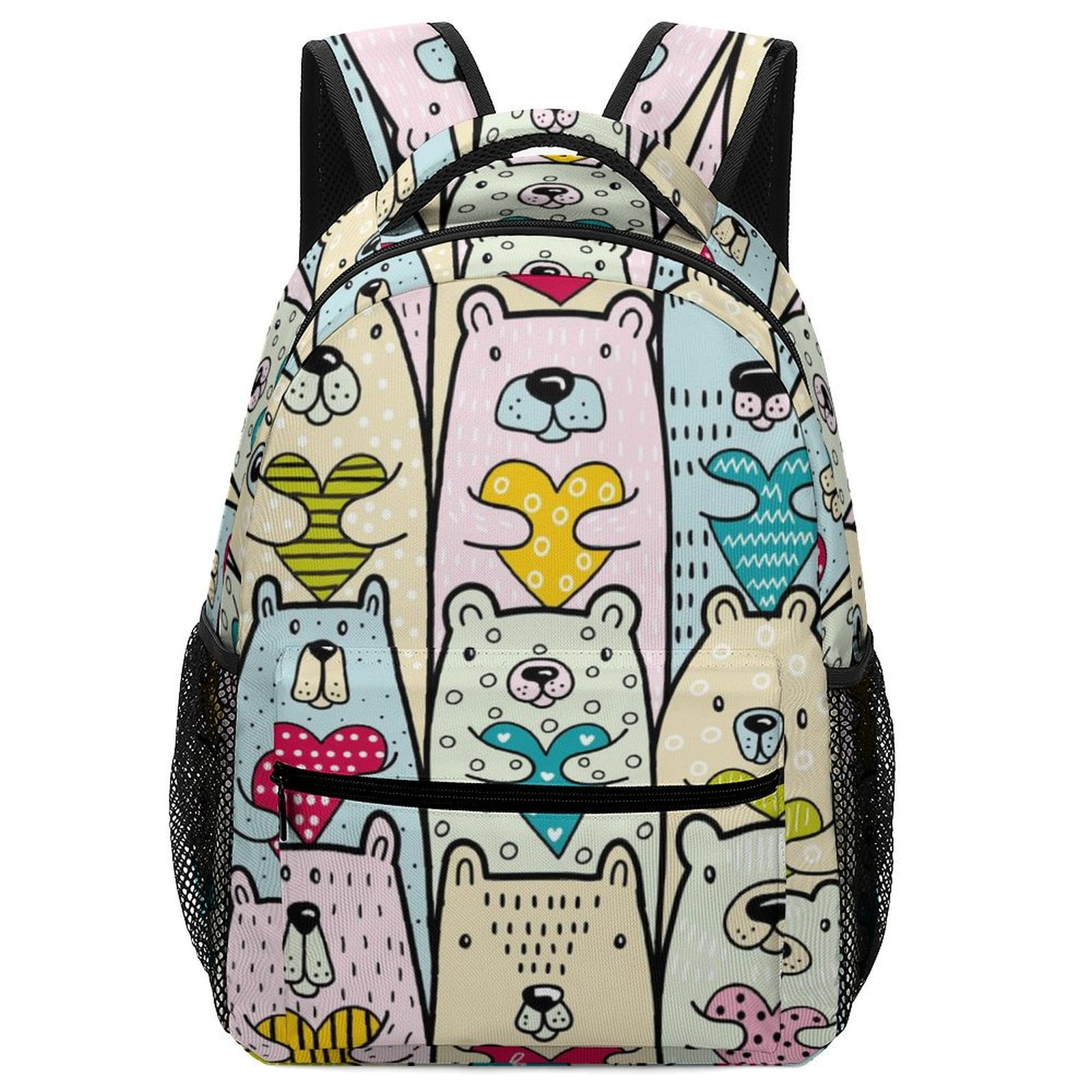 LAKIMCT Kids Backpack, Bears Hug Heart Schoolbag for Boys Girls with