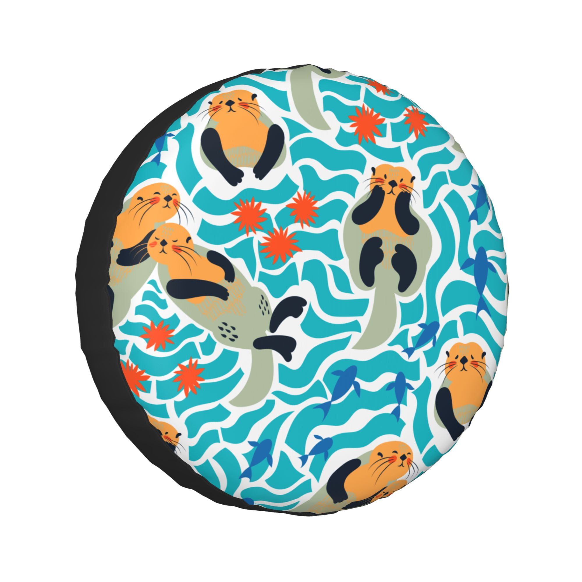 LAKIMCT Lovely Sea Otters Spare Tire Cover Protectors, Weatherproof