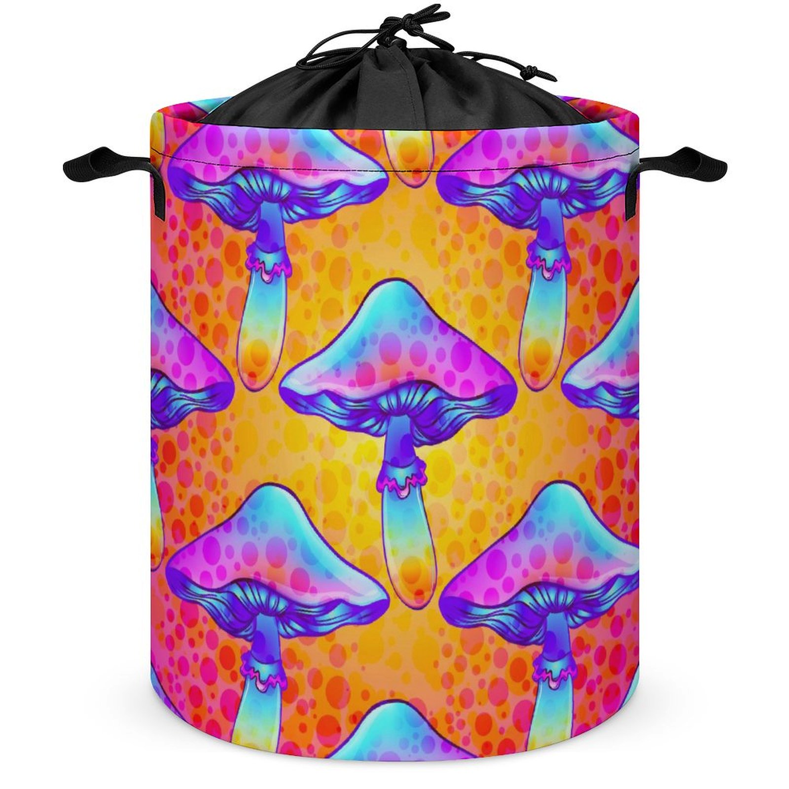 LAKIMCT Magical Mushrooms Drawstring Laundry Basket with Handle, 42L