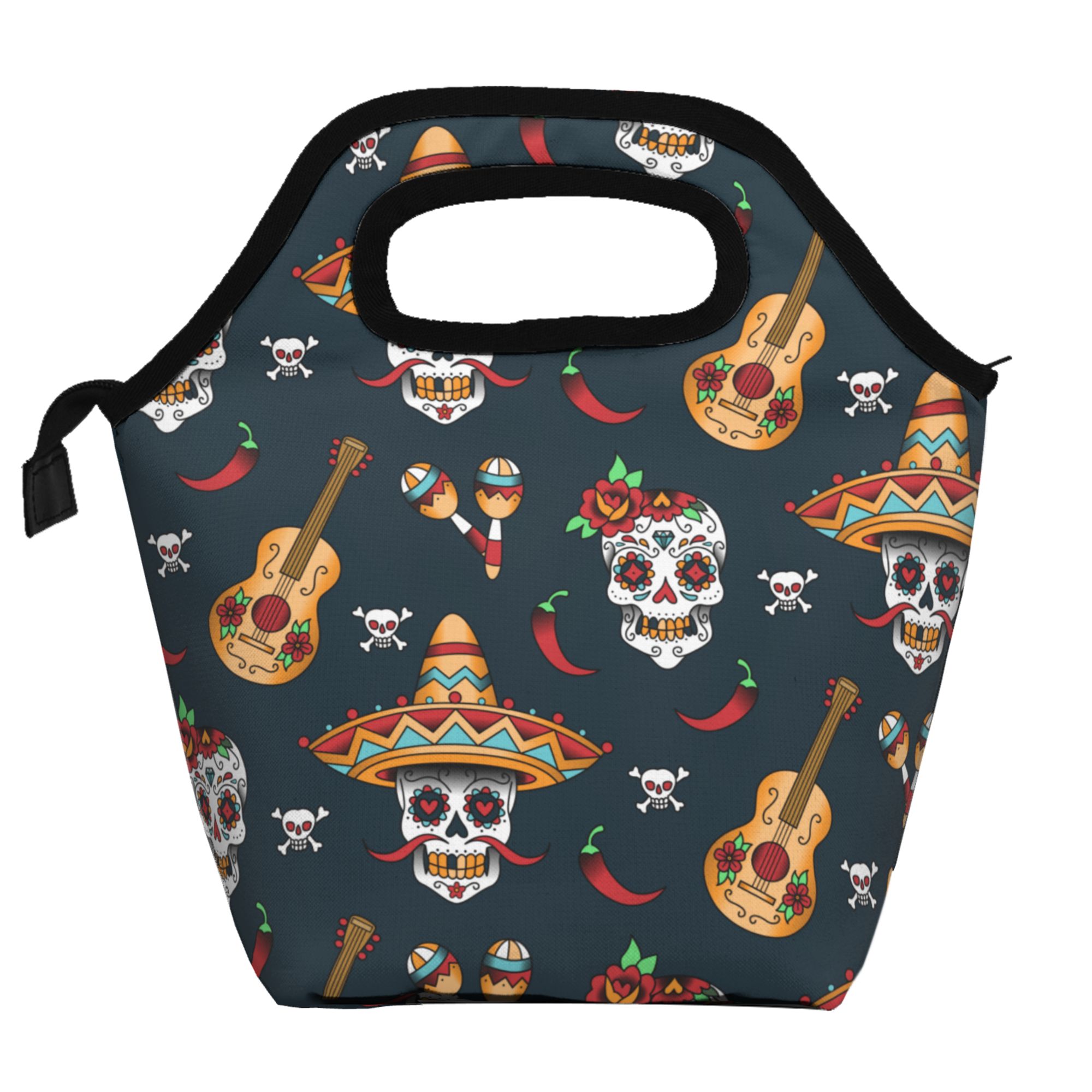 LAKIMCT Mexican Sugar Skulls Pepper Waterproof Lunch Bag for Kids Adult