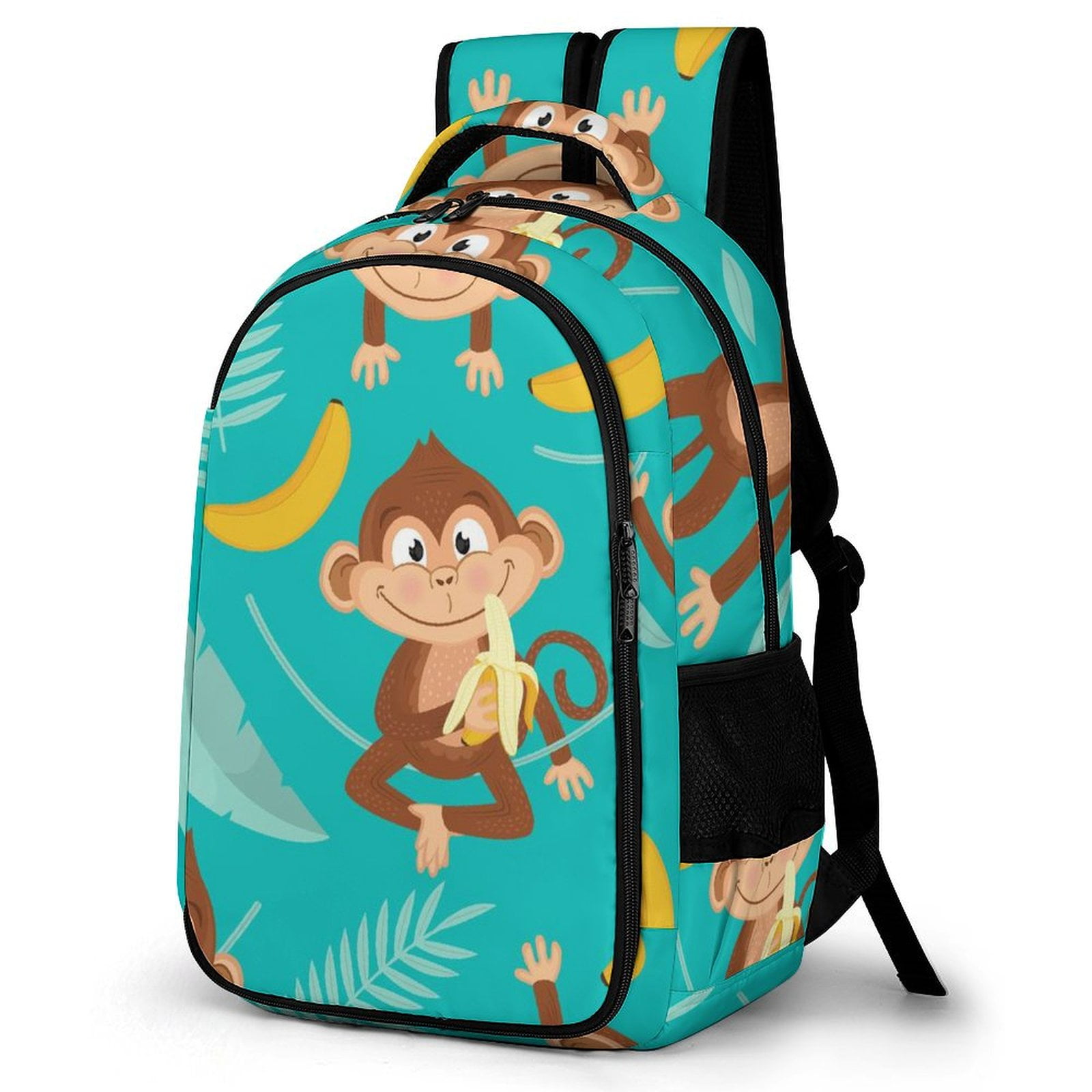 LAKIMCT Monkey Banana Backpack for Adult Kids Refrigerator Pocket Schoolbag Pocket Flipped 180 Bookbag for Travel Work Daybag Walmart