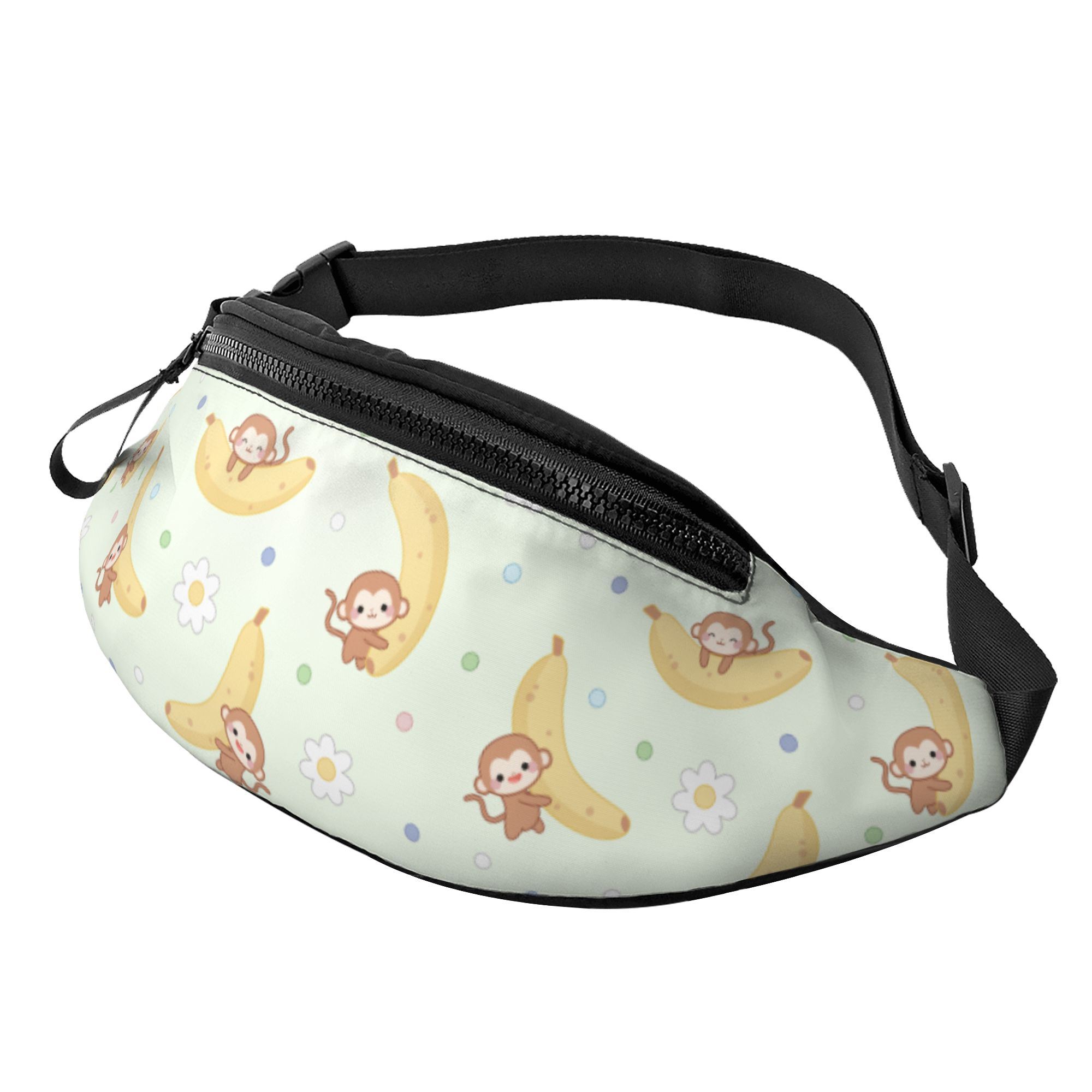 LAKIMCT Monkeys Bananas Flowers Fanny Pack for Women Men with Headphone Jack Sport Belt Bag