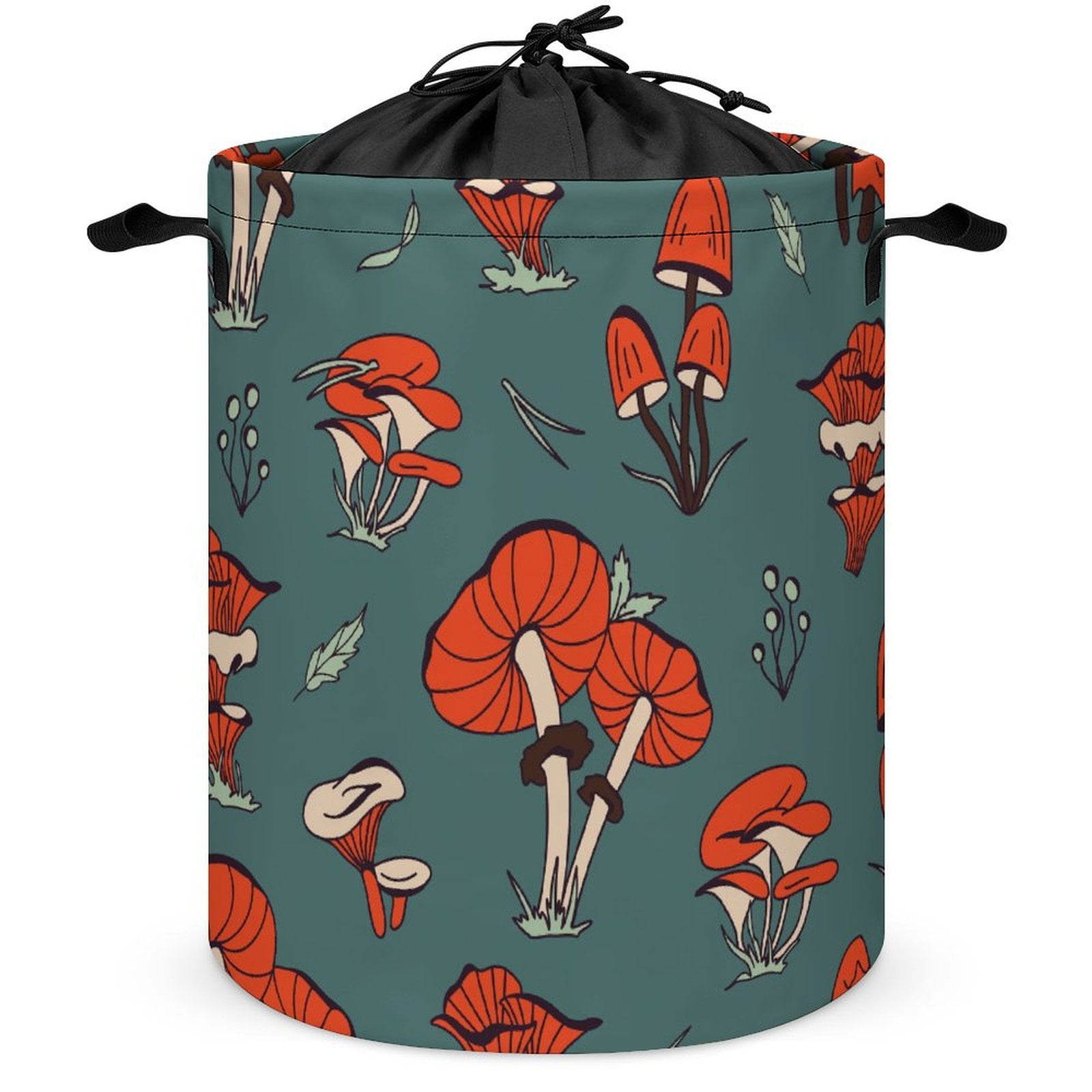 LAKIMCT Orange Mushrooms Drawstring Laundry Basket with Handle, 42L