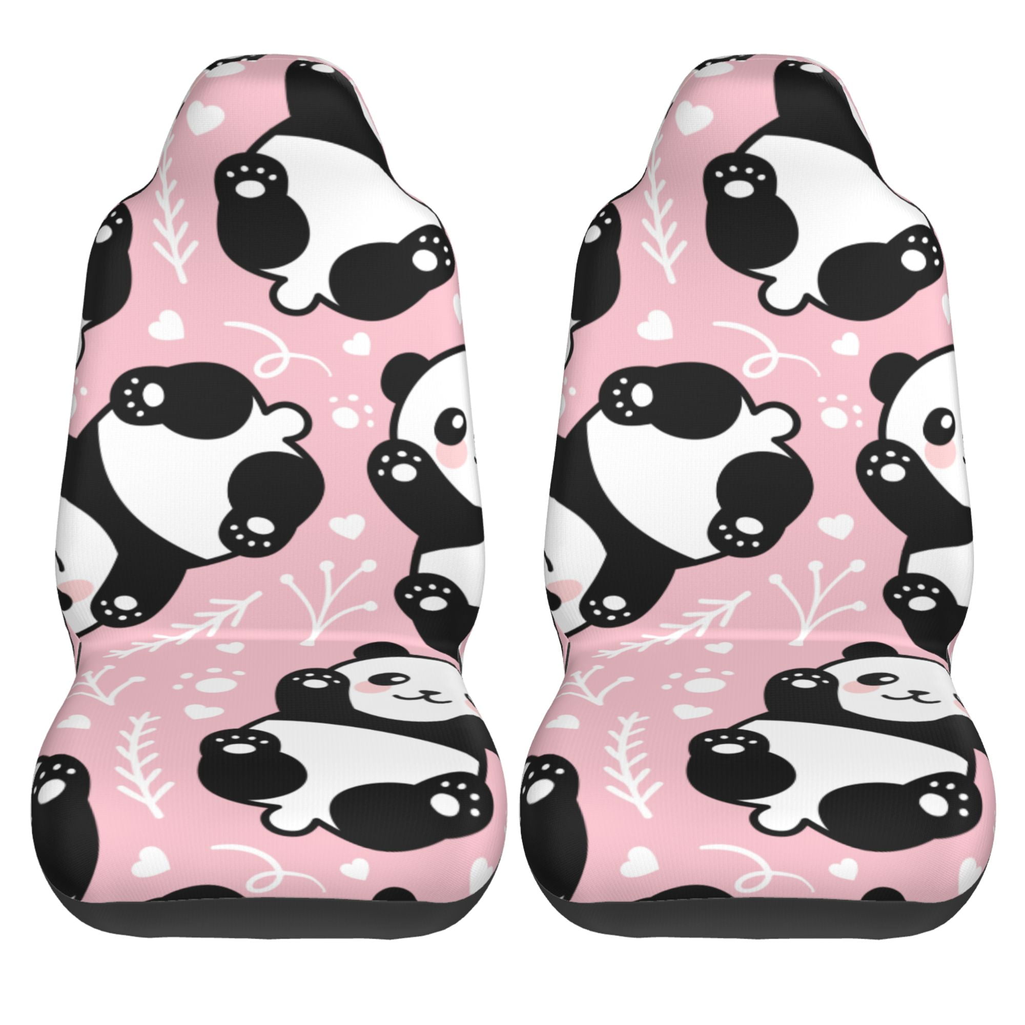 Lakimct Pink Cute Panda Car Seat Covers Vehicle Front Seat Covers