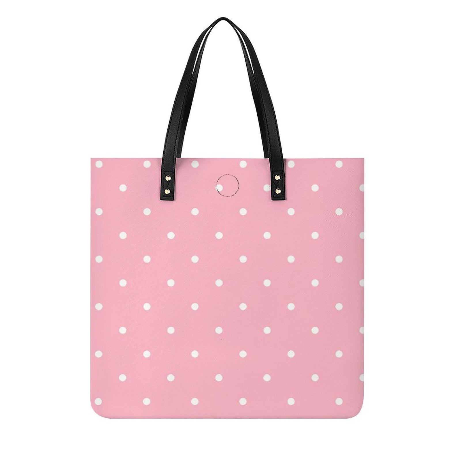 LAKIMCT Pink Dot Leather Tote Bag for Women with Interior Small Bag