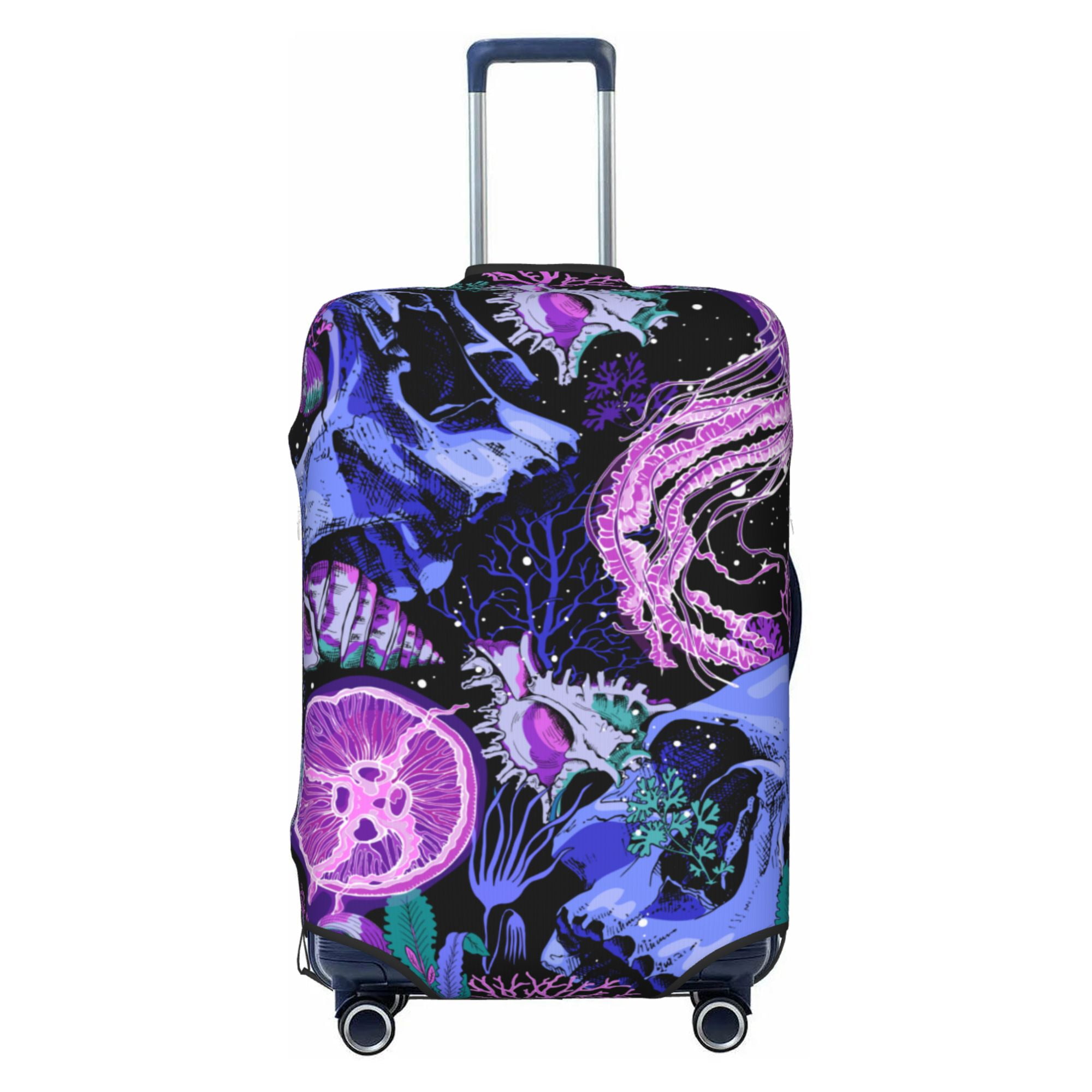 LAKIMCT Psychedelic Skulls Elastic Luggage Cover with Concealed Zipper ...