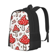 LAKIMCT Red Mushroom Casual Backpack 15.6 Inch for Adults Kids, Business Laptop Bag Student Bookbag for College Travel Vacation