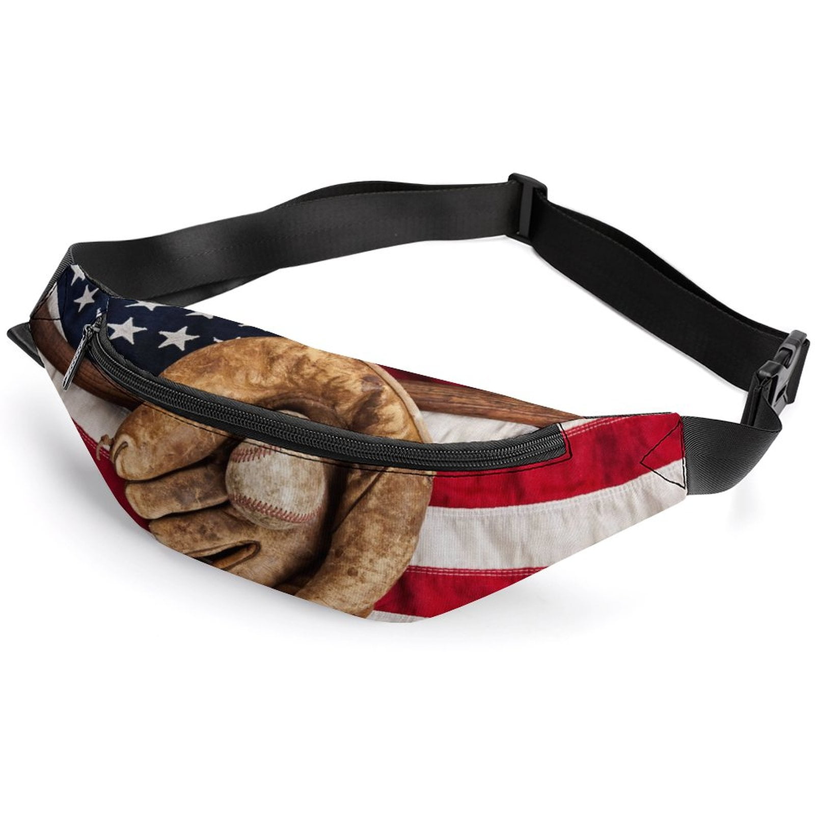 LAKIMCT Retro American Flag Baseball Fanny Pack for Men Women