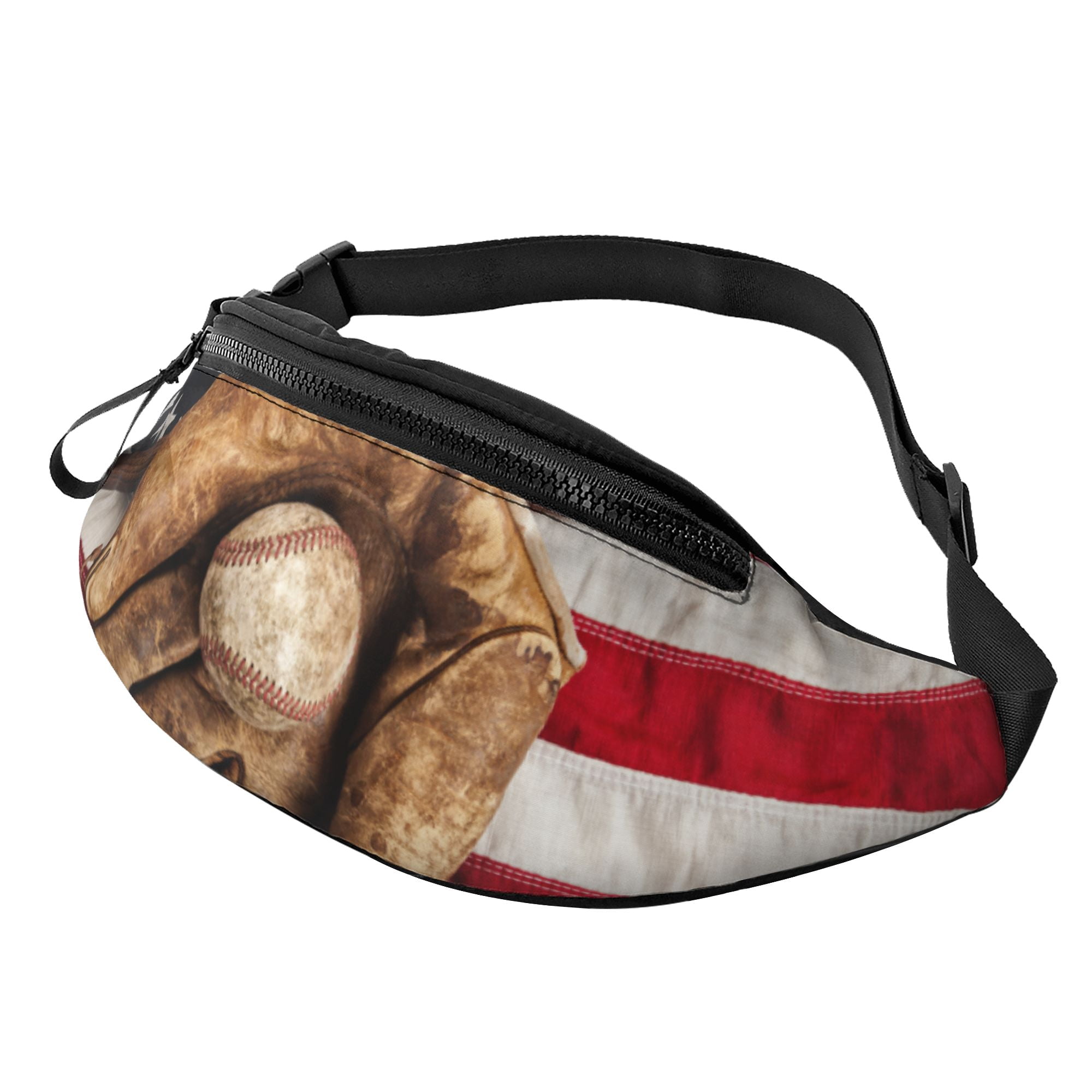 LAKIMCT Retro American Flag Baseball Fanny Pack for Women Men with
