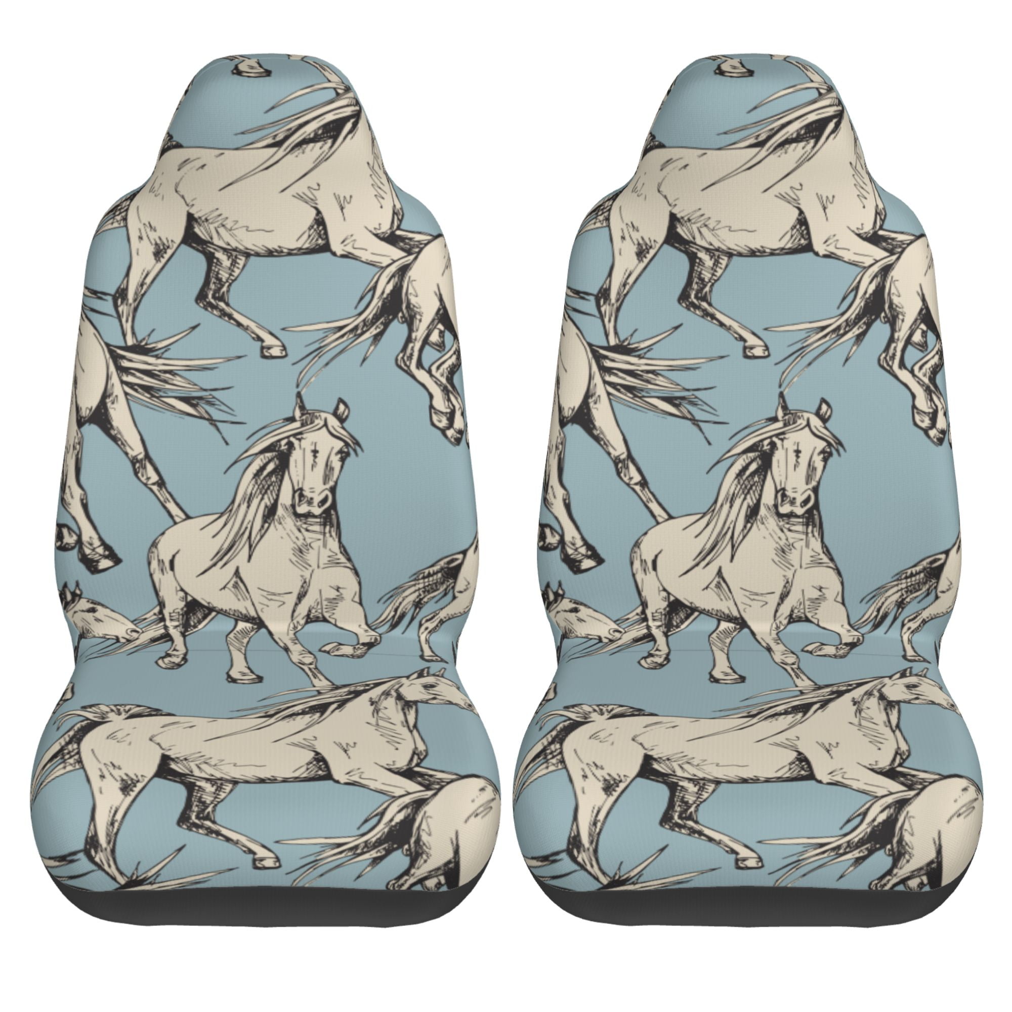 LAKIMCT Running Horses Car Seat Covers Vehicle Front Seat Covers