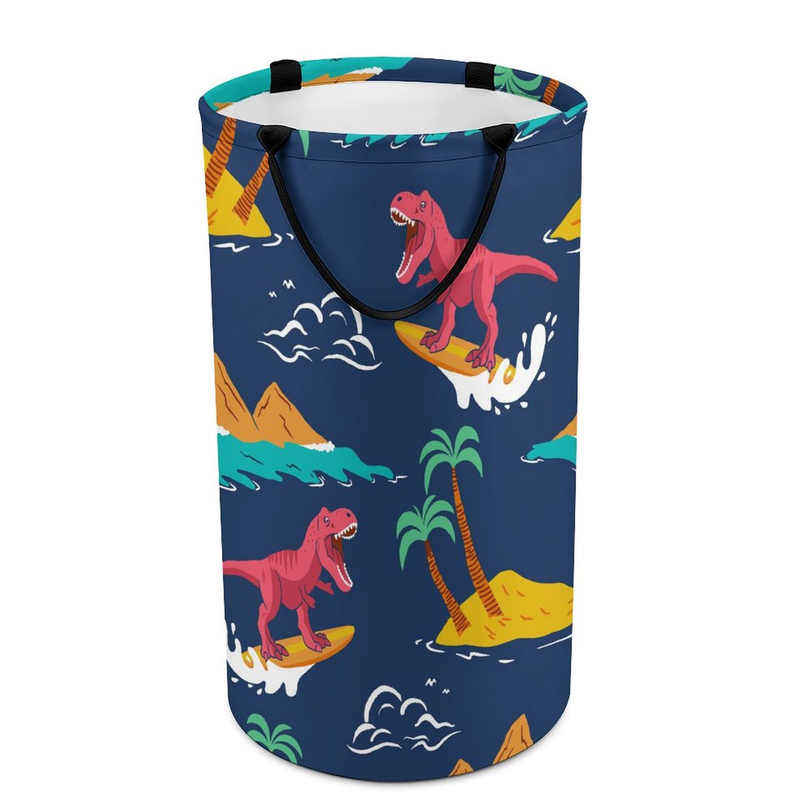 LAKIMCT Surfer Dinosaur Laundry Basket, 86.5L Tall Large Laundry Hamper