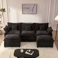 thumbnail image 1 of LAKPS 3-Seat Sectional Sofa Couch, Cloud-Style Deep Seating Sleeper Sofa with Included Throw Pillows, Chenille Fabric Upholstery, Modern Living Room Sofa, Black, 1 of 8