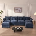 thumbnail image 1 of LAKPS 4-Seater Sectional Sofa Bed, Chenille Cloud Couch for Living Room, Navy, 1 of 8