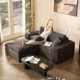 thumbnail image 1 of LAKPS 74.8" L-Shaped Modular Sectional Couch, Deep Seat Modular Couch for Families and Apartment Dwellers, No Assembly Required, Comfortable Sofa for Living Room, Corduroy, Gray, 1 of 10