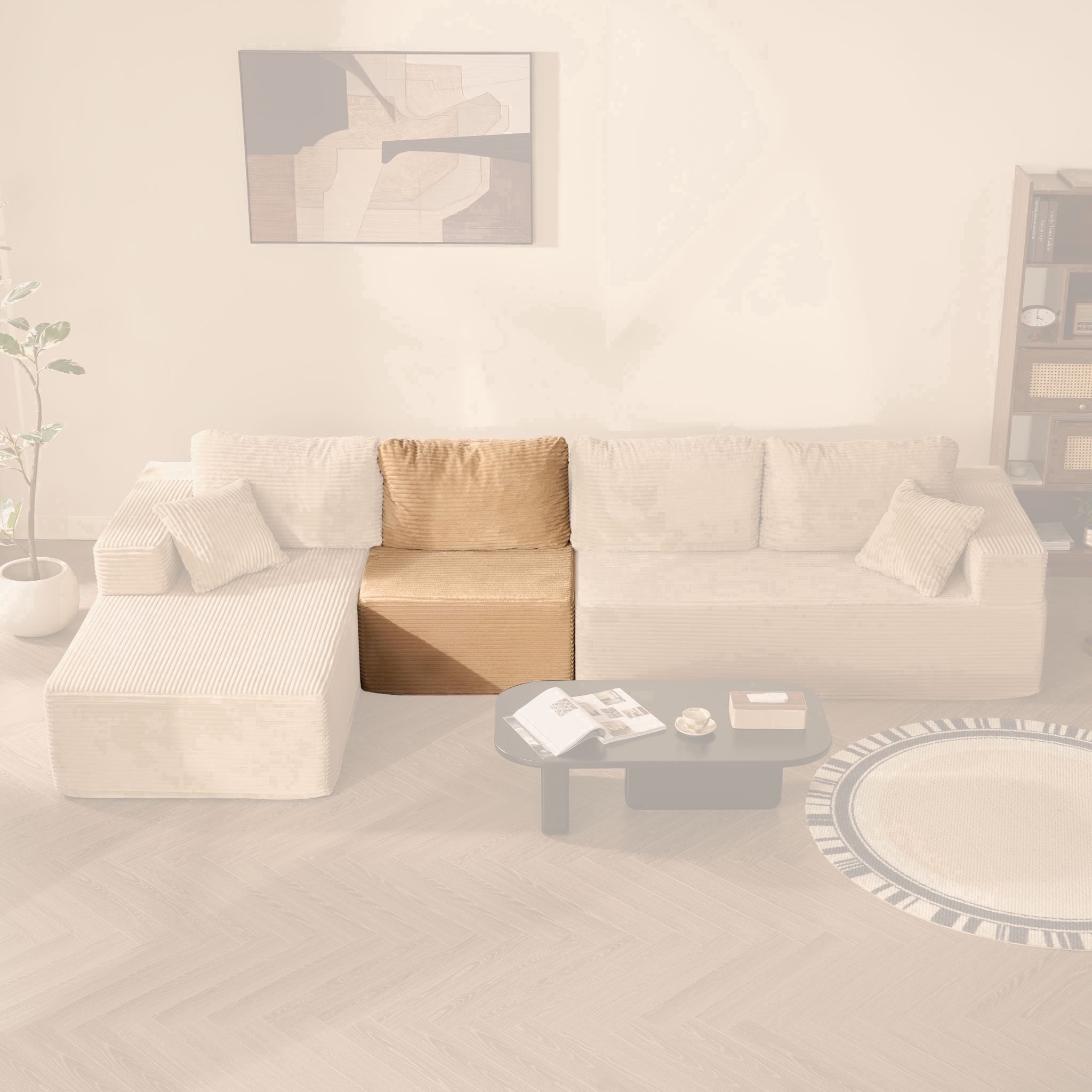 LAKPS Cozy Single Seat, Comfortable Upholstered Seating, No Assembly Required, Camel