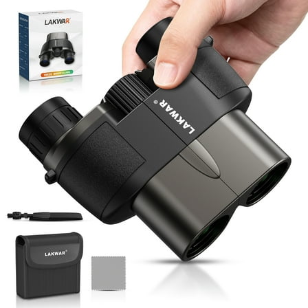 LAKWAR 10x25 Compact Binoculars for Adults and Kids，Small Portable Binoculars Lightweigh tfor Bird Watching Hunting-Black