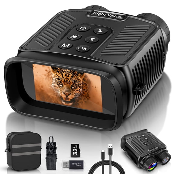 LAKWAR 8X Night Vision Binoculars for Total Darkness with 32G TF Card Infrared Digital Night Vision Binocular with Large Viewing Screen Hunting Binoculars for Day and Night