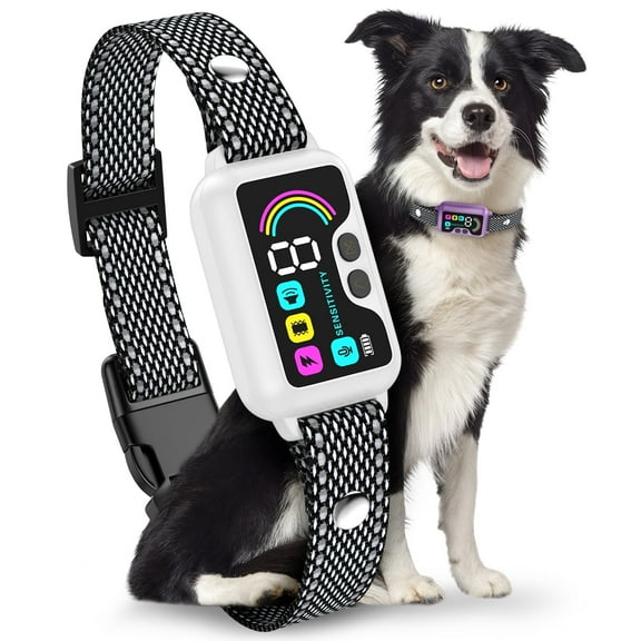 LAKWAR Bark Collar for Large Medium Small Dogs-7 Training Mode-No Bark Collar,Rechargeable Anti Barking Training Collar with 8 Adjustable Sensitivity,Bark Shock Collar with Beep,White