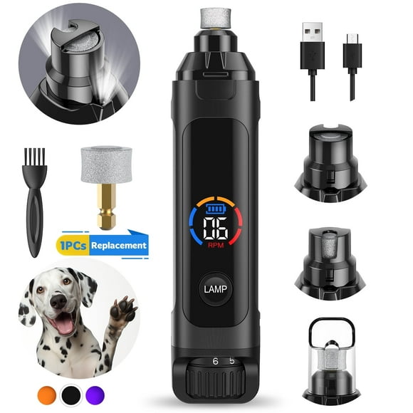 LAKWAR Dog Nail Grinder, 6-Speed Pet Nail Trimmer 2 LED Light Quiet Safe Power Rechargeable Dog Nail Trimmer Painless Paws Grooming & Smoothing Care Tool for Large Medium Small Dogs