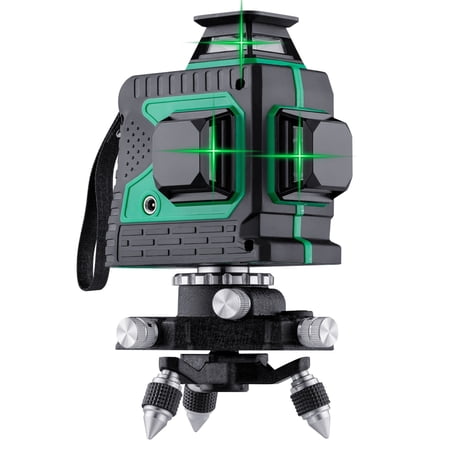 12 Line Green Laser Level-100ft/30m-6000mah Rechargeable-3x360 Rotary Laser Level,IP54 Laser Levels Self/Manual Leveling with Rotary base,Carrying Pouch for Construction,Home Renovation