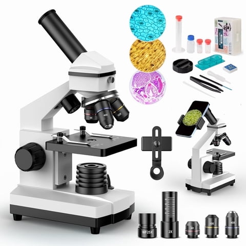 LAKWAR Microscope-40X-2000X Science Microscope for adults,Beginner Compound Microscope Kit with Slides Set for School Laboratory Home Education