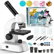 LAKWAR Microscope for Kids Beginners Student,Compound Biological Educational Microscope with Smartphone Adapter Slides Set,Educational Kits Gift
