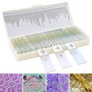 LAKWAR Microscope Slides, 60PCs Prepared Microscope Slides with Specimens for Kids Microbiology,Disc for Microscope Cells