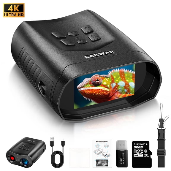 Night Vision Binoculars , Night Vision Goggles for Adults 3'' Large Screen Binoculars with Night Vision Digital Zoom, 32GB Card to Save Photos and Videos for Camping & Security