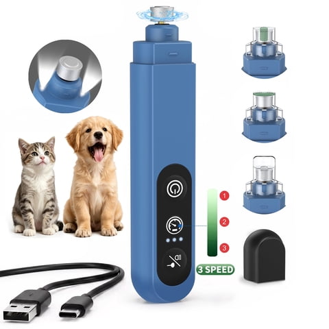 LAKWAR Pet Nail Grinder with LED Light & Dust Cover, 3Speed Low Noise Electric Dog Nail Trimmer, USBC Rechargeable Pet Nail File for Small Medium Large Dogs Cats, Safe to Avoid Cutting Quick