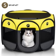 Pet Playpen for Small Animal Indoor Cats Enclosed, Pop up Dog Playpen Outdoor Tent Crate Cage with Locking Zipper Top Cover Door for Puppy Kitten Tent-Small