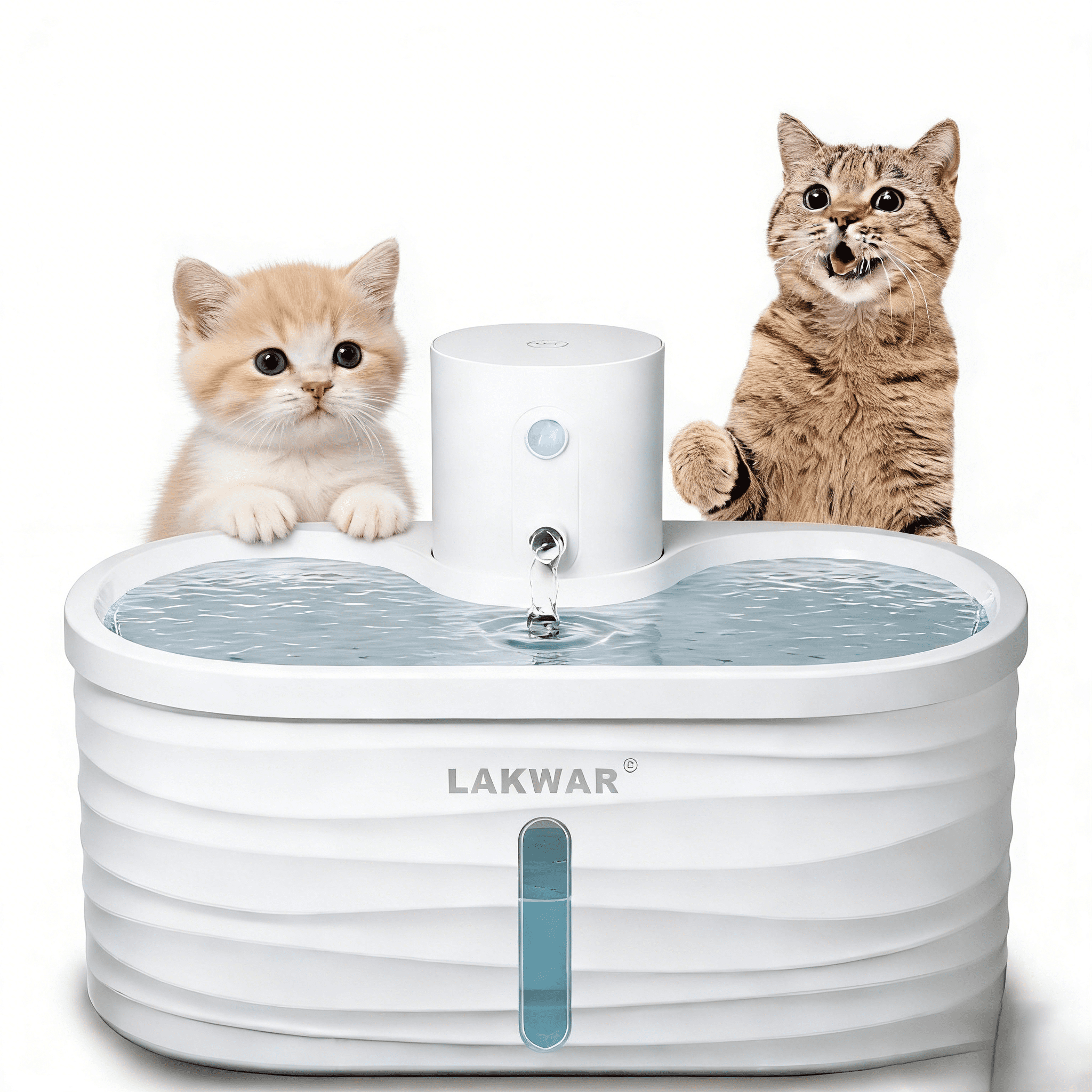 LAKWAR Cat Water Fountain Auto-3 Water Flow Modes 5000mAh Battery Ultra Quiet Automatic Cats Water Fountain Cordless Dog Water Dispenser with Replacement Filters-BPA Free