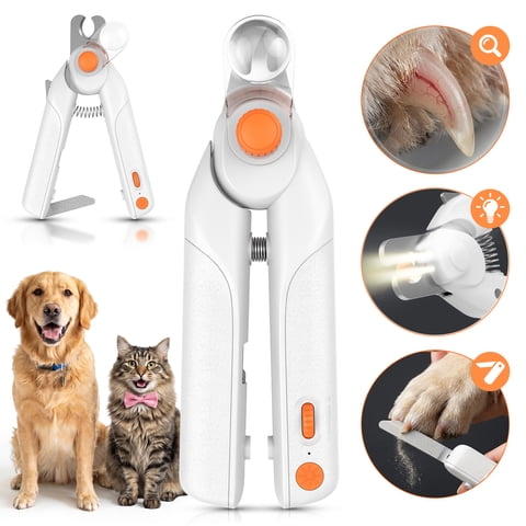 LAKWAR Professional Dog Nail Clipper - Lighted Dog Nail Trimmer for Large Dogs - Easy and Safe Pets Grooming Clippers - Cat Claw Trimmer with Nail File & Safety Guard