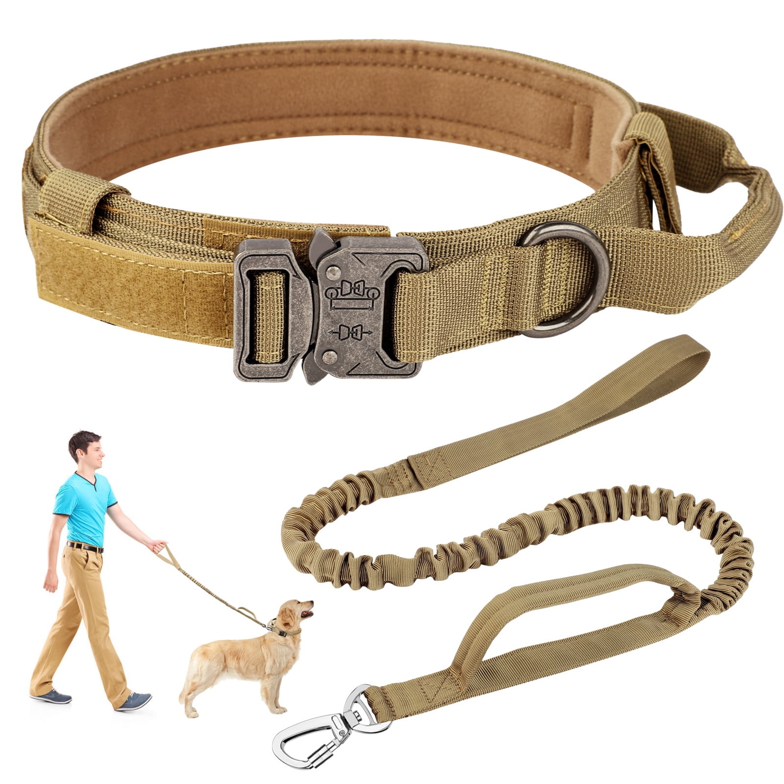 Heavy Duty K9 Tactical Dog Collar And Leash Kit With Metal Buckle (M/L/XL)
