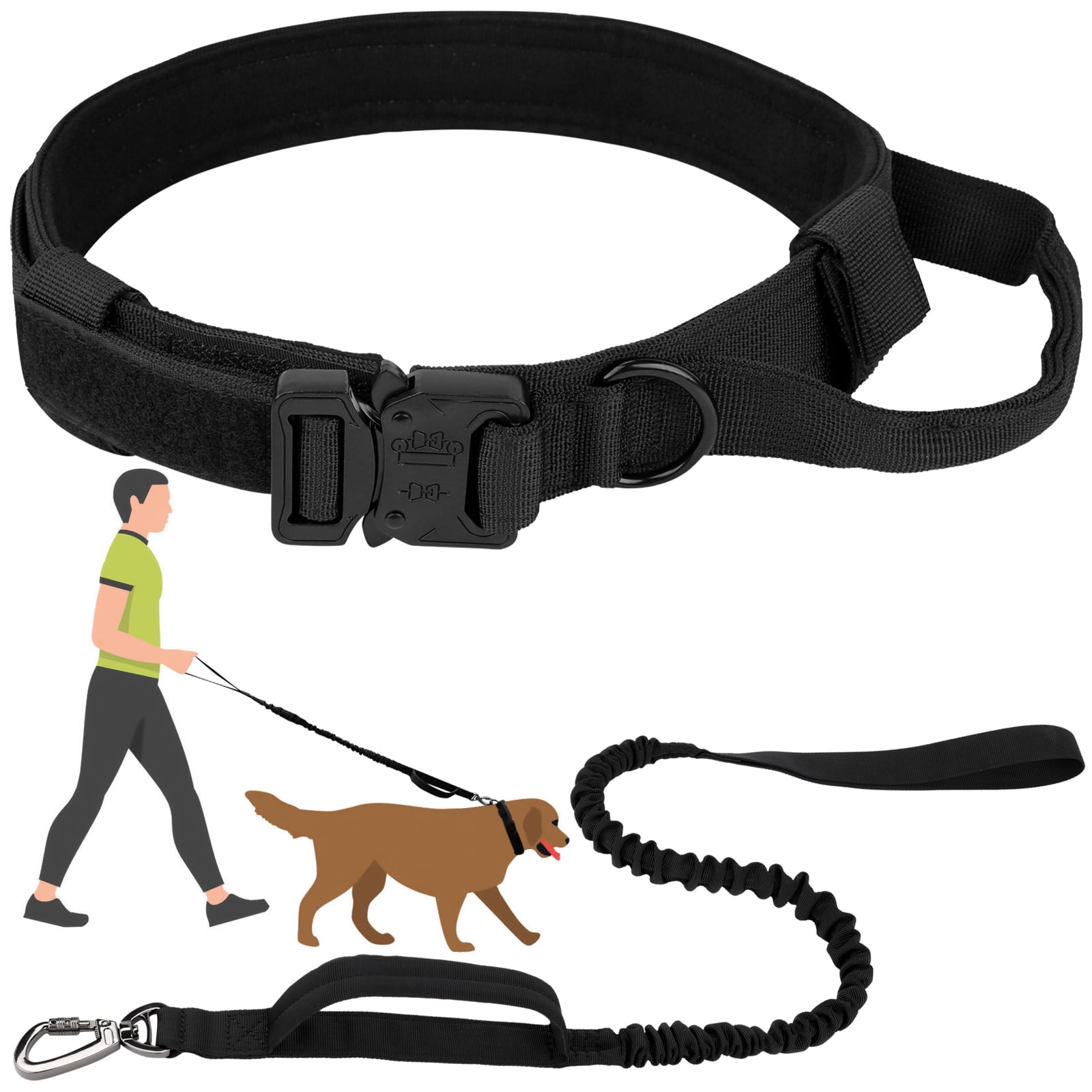LAKWAR Tactical Dog Collar and Leash Set, Adjustable Military Training