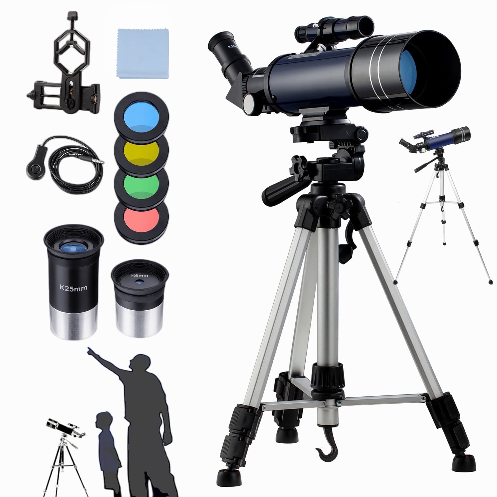 LAKWAR Telescope, 70/400mm Telescope for Adults and Kids, Refractor Astronomical Telescopes for Astronomy Beginer,Portable Travel Telescope with Tripod Phone Adapter, Gift for Kids