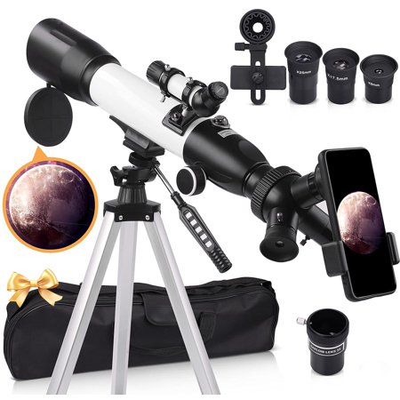 Telescope for Adults and Kids, 70/400mm(16X-134X) Refracting Telescope for Astronomy Beginners, 16x-132x, Portable Telescope with Tripod, Carrying Bag, Phone Adapter
