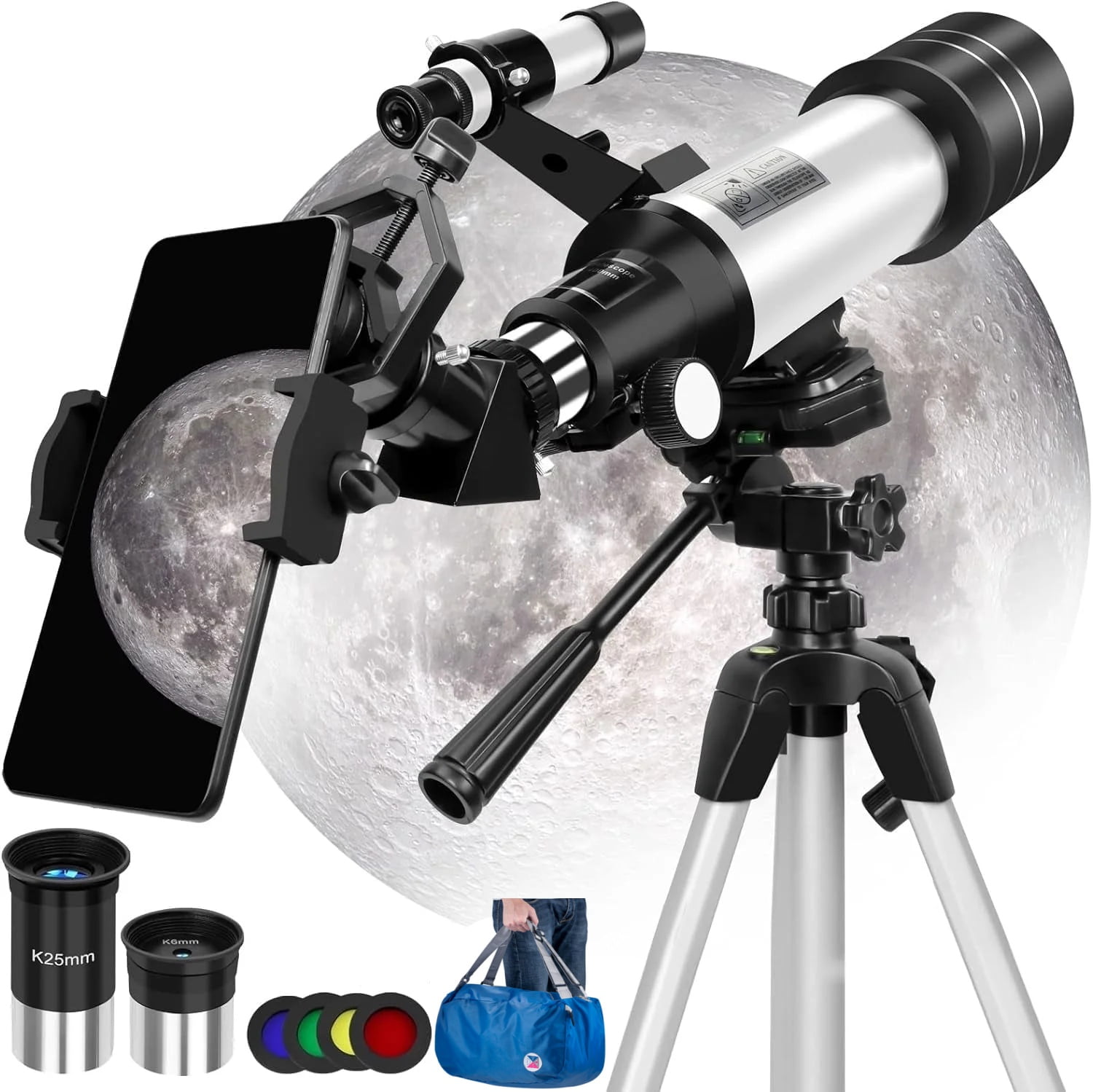 LAKWAR Telescope for Adults & Kids,400/70mm Refractor Optics Telescopes for Astronomy Beginners with Tripod and Phone Adapter