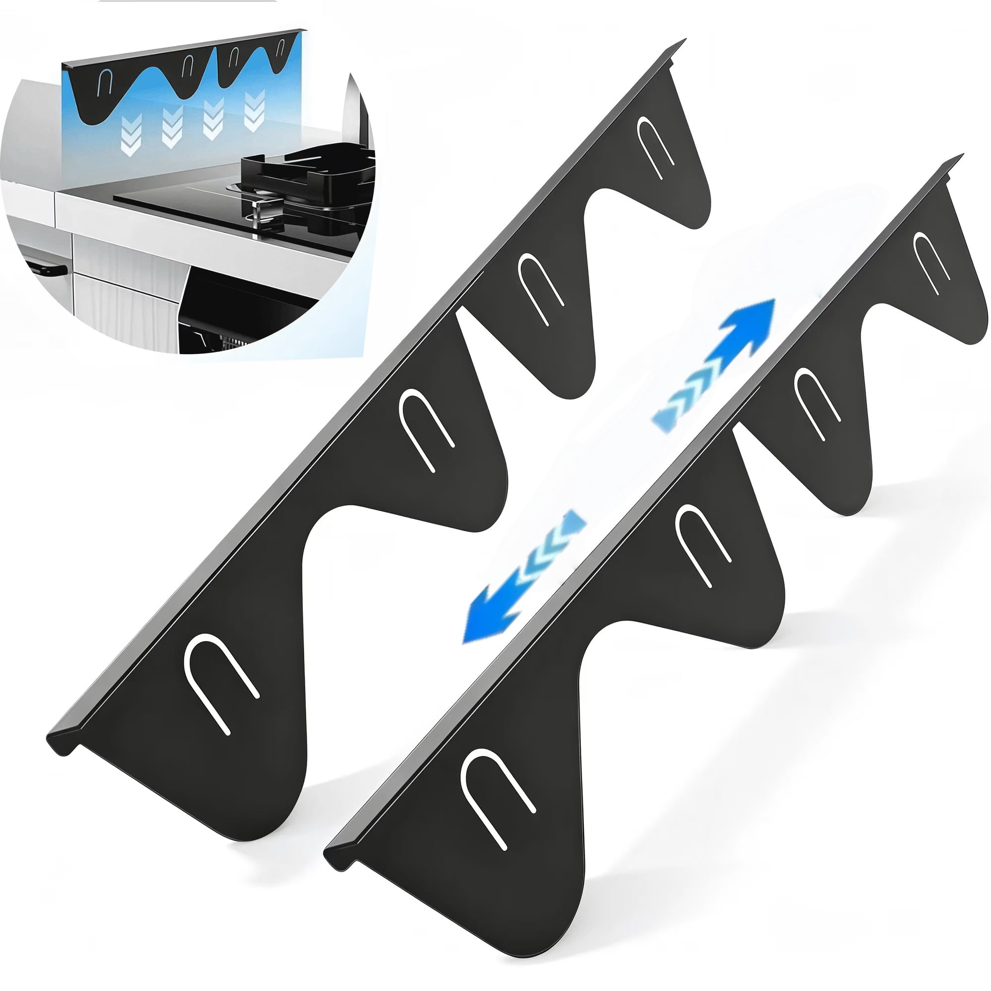 ZHIJYBO 2 Pack Stainless Steel Stove Gap Covers, Stove Gap Filler for Kitchen, Stove Counter Gap Cover Trim Kit, Oven Gap Filler Heat Resistant & Easy Clean,  Adjustable Length 13.8" To 27.5", Black