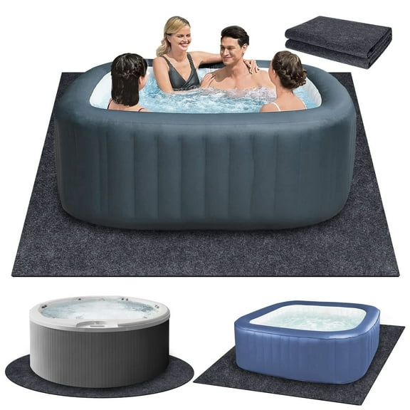 ZHIJYBO 90*90 Inch Square Hot Tub Pad, Inflatable Hot Tub Mat Outdoor Indoor for Protect Hot Tub Pool from Wear