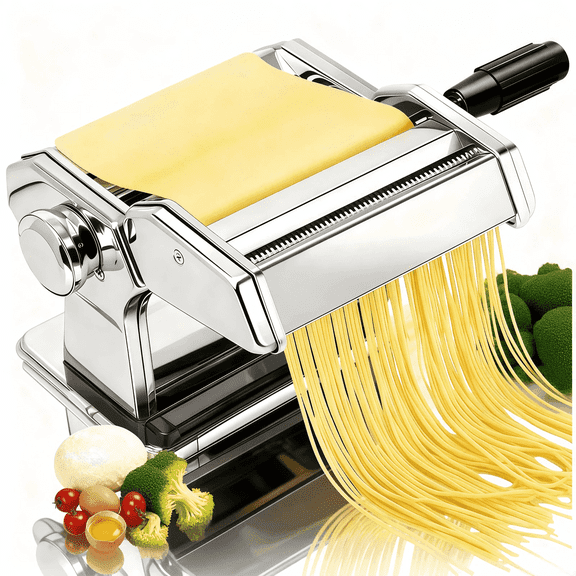 ZHIJYBO Pasta Maker Machine, 9 Adjustable Thickness Settings Noodle Maker for Pasta, 2-in-1 Manual Pasta Machine for Pasta, Dumpling Skin, Spaghetti, Fettuccini, Lasagna (Silver)