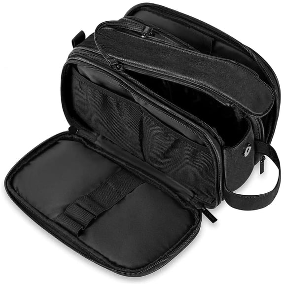 ZHIJYBO Toiletry Bag for Men, Large Travel Shaving Dopp Kit Water-resistant Bathroom Toiletries Organizer PU Leather Cosmetic Bags(XL, Black)