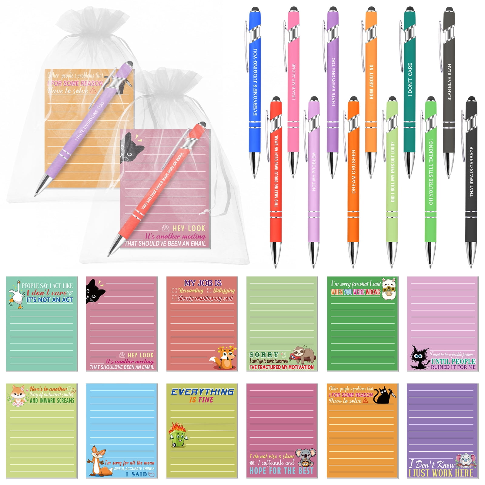 LALA 12 Set Fun Nurse Sticky Notes with Funny Pens Fun Notepads for ...